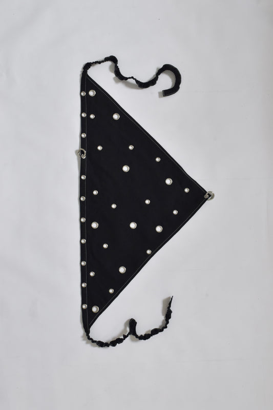 Lotus piercing headscarf Black Linen