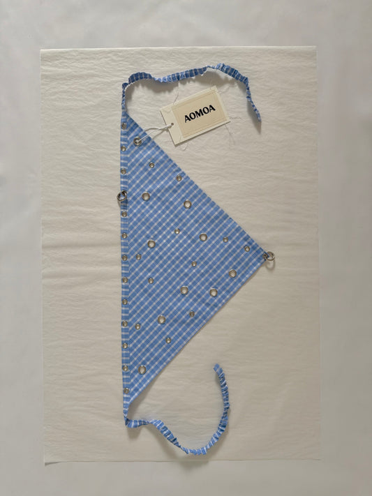 Lotus piercing headscarf Blue check